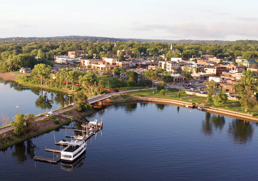 Drone6_Edit-copy_web Drone image of Hudson, Wisconsin and the St. Croix River.